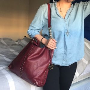 Burgundy and gold stud Michael Kors Purse EUC